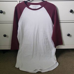 Pacsun Basics Maroon and White Baseball Tee